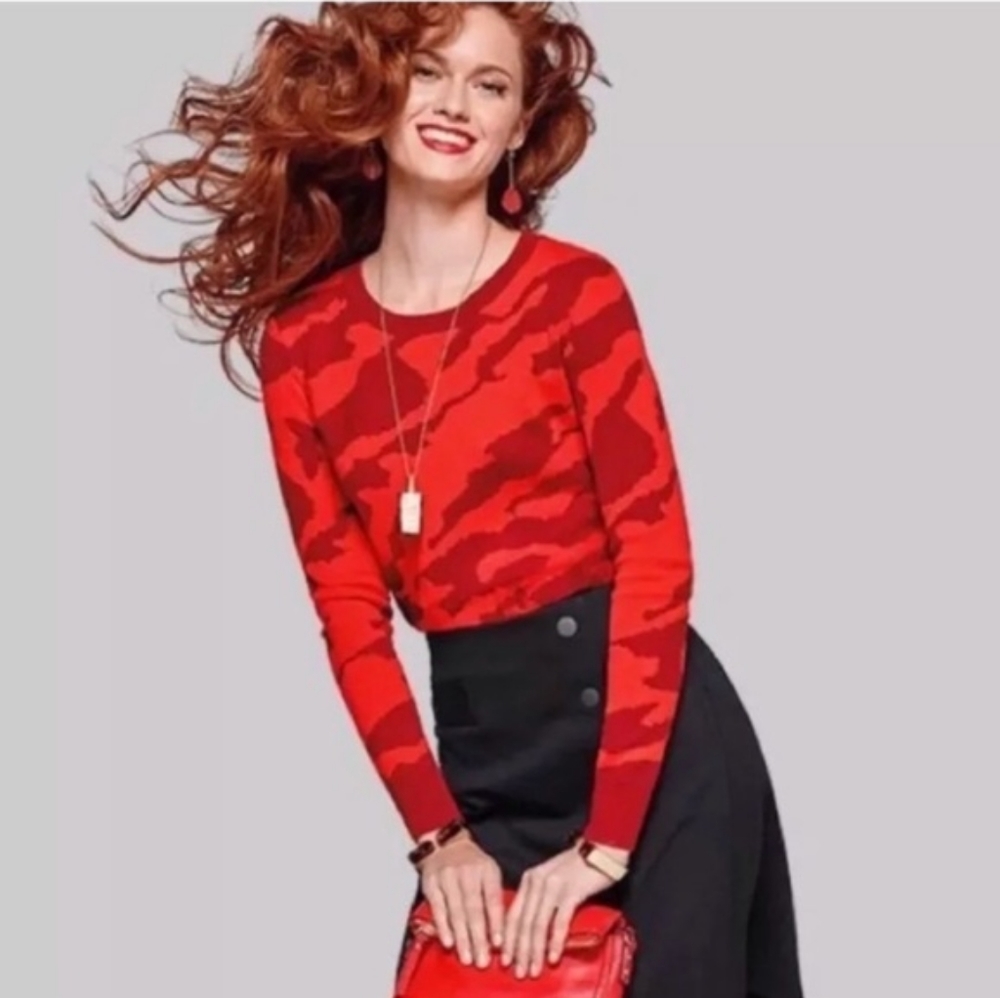 Cabi Red Camo Sweater